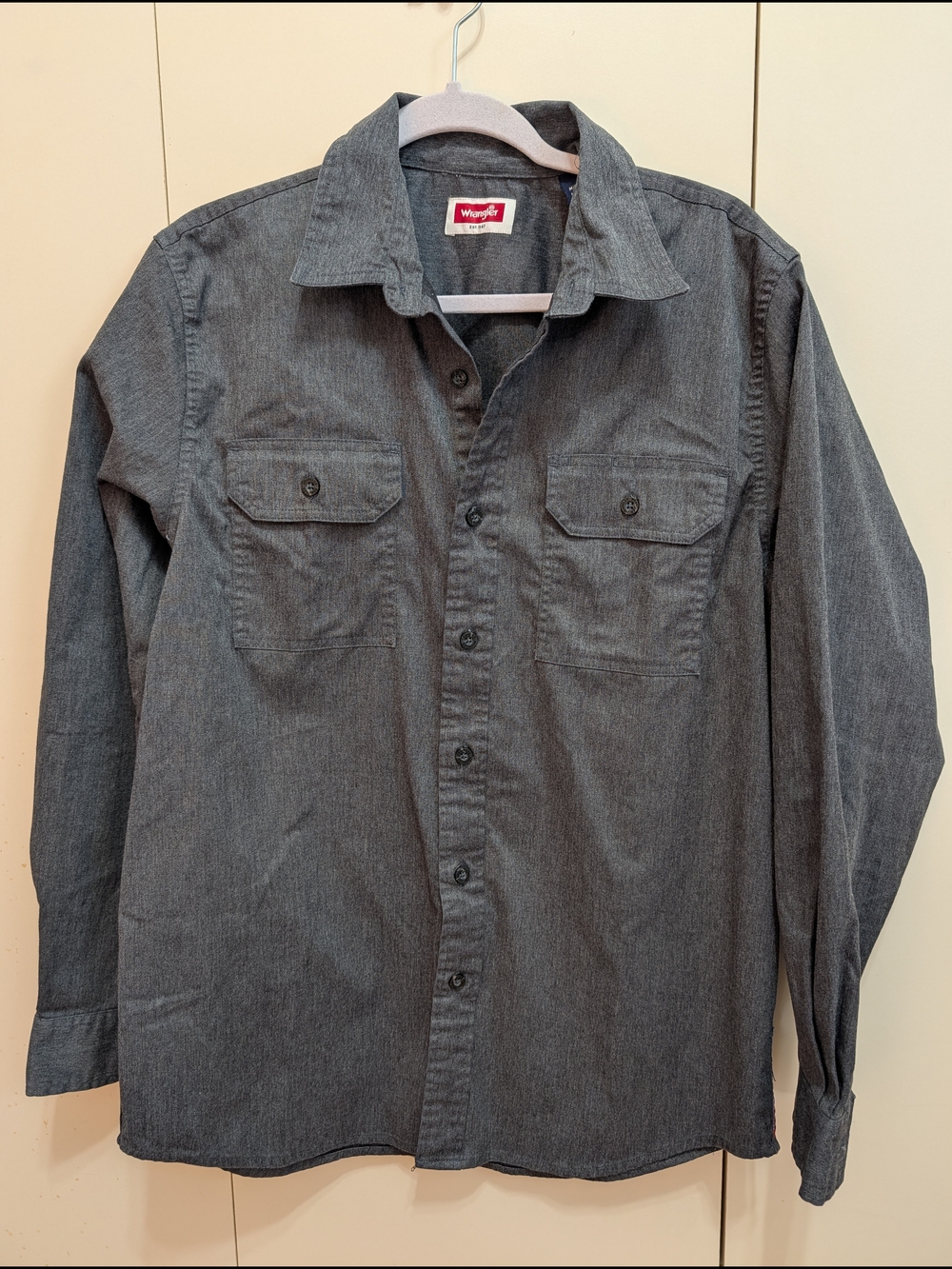 Wrangler Dark Gray Button-Up Work Shirt Mens M